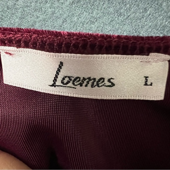 Burgundy/Red Velvet Wrap Dress, Long Sleeve,Knee Length Size Large - Picture 9 of 9